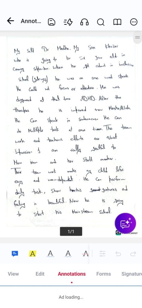 Dr. Madiha, Khizar's mother, shares her testimonial. Gateway Inclusive School is committed to helping and uplifting children with special needs.