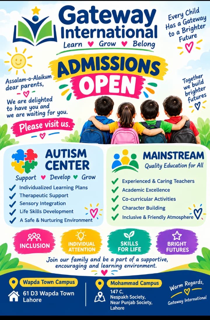 School Admissions 2026–27 at Gateway International School Lahore