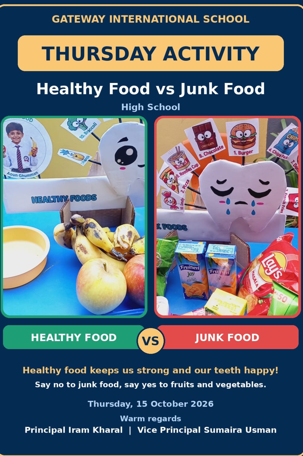 Choosing Nutritious Foods theme-based activity at Gateway International School Lahore